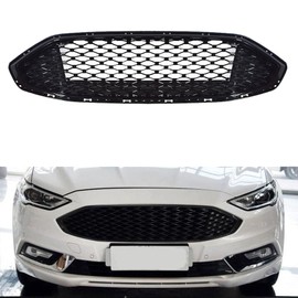 munirater Front Hood Bumper Grill Honeycomb Gloss Black Grille Cover Replacement for Fusion 2017 2018