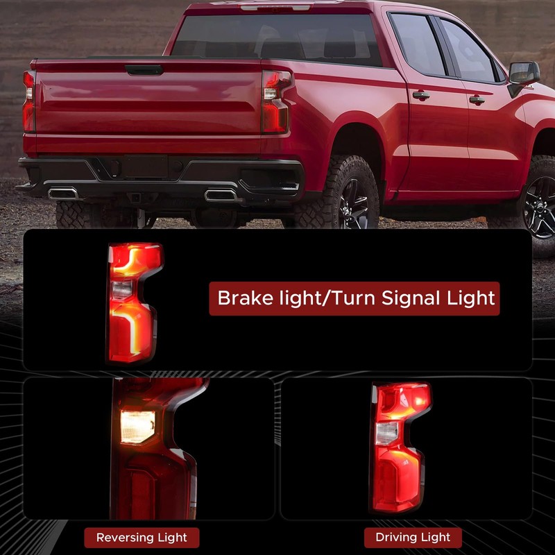 PARTREE Tail Light Assembly Compatible with 2019-2023 Chevy Silverado 1500
