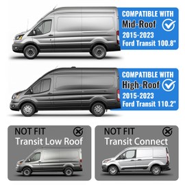 JMTAAT Stationary Rear Sliding Door Window Glass Compatible with Ford Transit 110.2" High-Roof 100.8" Mid-Roof 2015-2023 (Not for Connect/Low-Roof) Privacy Body Side Glass - Left Driver Side