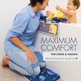 Bath Kneeler and Elbow Rest - Pad Set by ParentsWave Thick Padded Kneeling Mat for Baby Tub Bathing - Bathtub Waterproof Cushion for Infant Bathtime - Washable Foam Pillow for Knee and Arms Protection