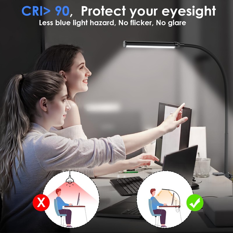 ShineTech LED Desk lamp with Clamp, 5000K Daylight White 11