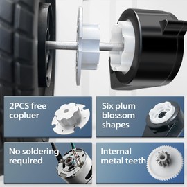 2PCS 24V RS555 35000RPM High-Speed Steel Gears Motor Gearbox for Power Wheels Kids Ride on Car Motor Upgrade,18V-24V Motor Conversion Kit,Coupler for Power Wheels Rubber Tire Upgrade Replacement Parts