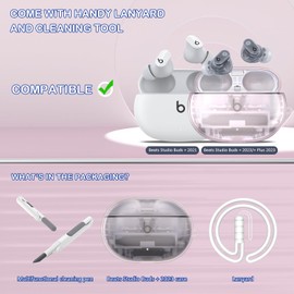 MHYALUDO Beat Studio Buds + (2023) / Beat Studio Buds 2021 Case Cover, Clear Soft TPU Transparent Military Grade Shockproof Protective Case with Cleaning Kit, Clear Pink