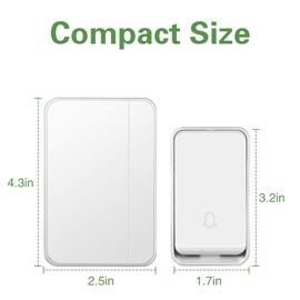 【No Battery Required】 Wireless Doorbell Waterproof, AURTEC Door Chime Kit with 2 Plug-in & 1 Press Self-Powered Transmitter, 51 Chimes, 4 Volume Levels, White…