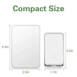 【No Battery Required】 Wireless Doorbell Waterproof, AURTEC Door Chime Kit with 2 Plug-in & 1 Press Self-Powered Transmitter, 51 Chimes, 4 Volume Levels, White…