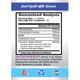 PET SUPPLEMENTS Dog Joint Care Supplement - Turmeric Joint Health for Dogs - Advanced Formula for Joints - Dog Turmeric glucosamine - 2 Bottles (120 Tablets)