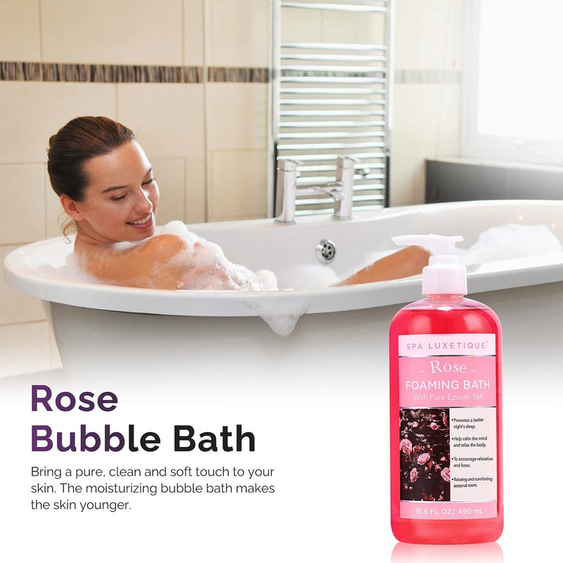 Spa Luxetique Bubble Bath, Foaming Bath with Epsom Salt, Chamomile