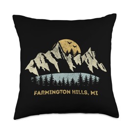 Farmington Hills Michigan Mountain Sunset Sunrise MI Throw Pillow