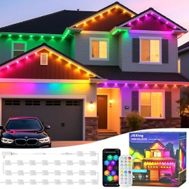 JSXing Luces Exteriores Permanentes, 18M Con 36 LEDs Luces de Alero Inteligentes, Infinitos Colores de Luz, Iluminación Diaria y de Acento, IP67 Impermeable, App/Voz/Mando a Distancia