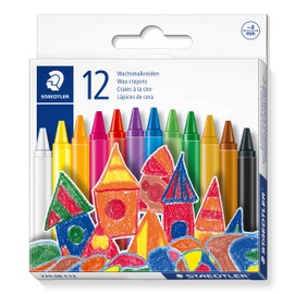 STAEDTLER 220 08 C12 Wax Crayons - 8mm Line Width, Assorted Colours (Pack of 12)