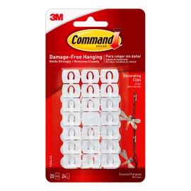 Command 17026 Decoration Clips for Christmas and Fairy Light - White, 20 Clips and 24 Strips