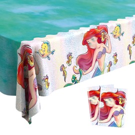 Pack of 2 Children's Birthday Tablecloths, 137 x 183 cm, Princess Tablecloth, Waterproof Table Decoration, Happy Birthday, Plastic, Rectangular Tablecloths for Birthday Party, Decoration, Theme Party