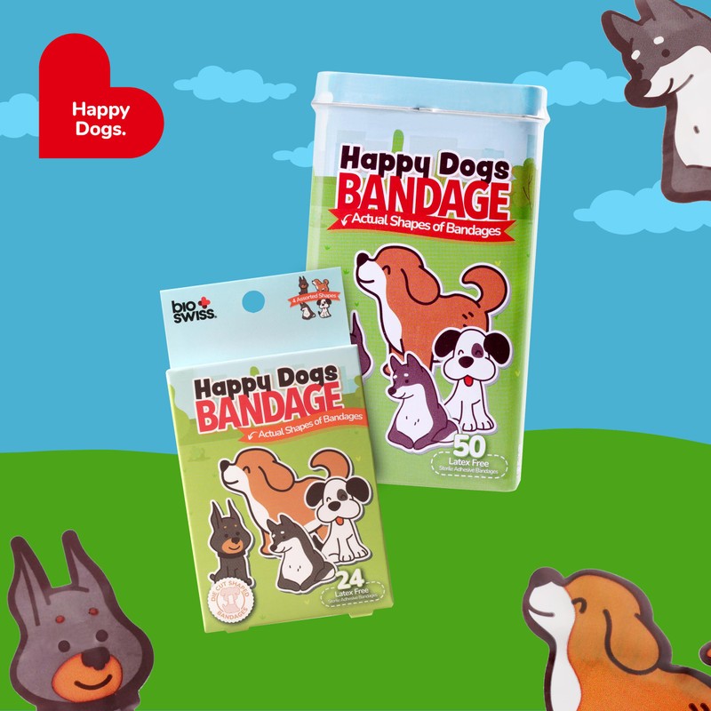 BioSwiss Bandages, Dog Shaped Self Adhesive Bandages, Latex Free Sterile