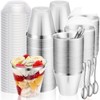 Jinei 50 Sets 9 oz Silver Plastic Dessert Cups with