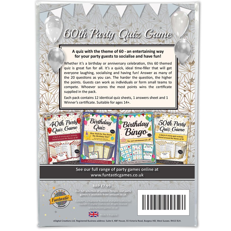 60th Party Quiz Game | A fun, entertaining party activity