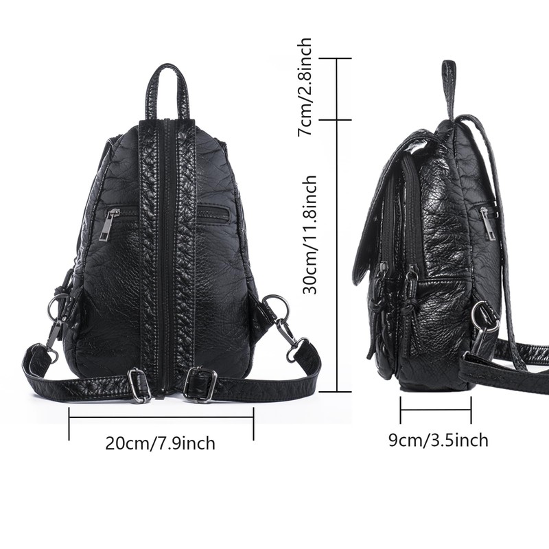 HUAZHIMAO Small Backpack Purse for Women, Soft Washed PU Leather