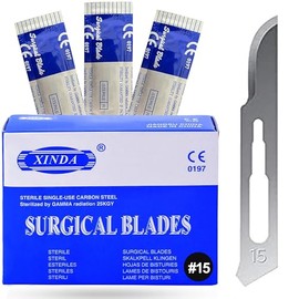 MuskalMed Disposable Scalpel Blades #15 Pack of 100, Size 15 Blades, High Carbon Steel Dermaplane Blades. Individually Wrapped Scapel Blade, Sterile