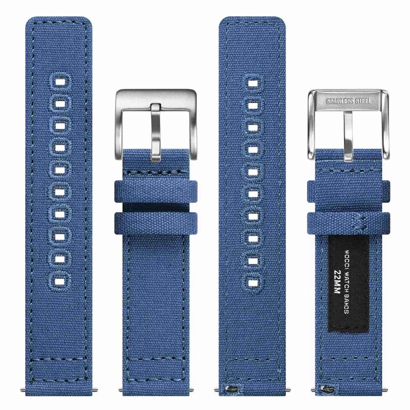 WOCCI 22mm Watch Band, Sailcloth Fabric, Quick Release, Replacement Strap,