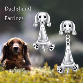 SHEAISRS Dachshund Dog Earrings for Women 925 Sterling Silver Dog Stud Earrings Dog Jewelry Dachshund Gifts for Girls