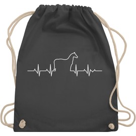 Shirtracer - Horse gift and riding accessories - heartbeat horse - gym bag and fabric bag made of cotton, 3 Dark Grey, Einheitsgröße