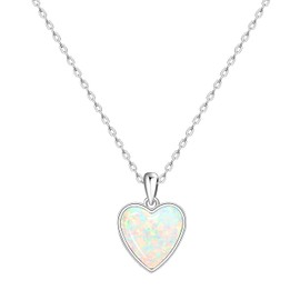 KristLand Moonlight Women's Created White Opal Pendant Made of Sterling Silver with Pendant Circular Circle Shape Gift for Women / Girls / Weddings / Party 16 mm Opal, Sterling silver, Created Opal