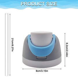 Replacement Lid Compatible with Owala Freesip, with Reusable Plastic Straw, One Button No Leakage Water Bottle Top Cap & Lid Replacement Accessory for 16oz 24oz 32oz 40oz Wide-Mouth Bottles, Blue Grey