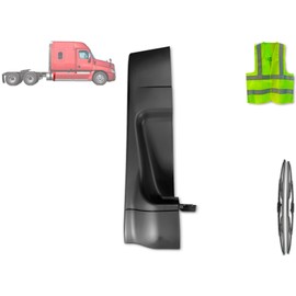 KOZAK Rear Fairing Panel Extension for Right Passenger Side, Compatible with Freightliner Cascadia 2008-2017 125, Includes Freightliner Logo, 2x 22" Windshield Wipers, and Reflective Vest