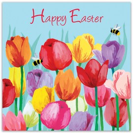 Twizler Easter Card - Tulips - Happy Easter Cards for Mum Dad Nan Grandad - Floral Greetings for Son Daughter Grandson Granddaughter Friend