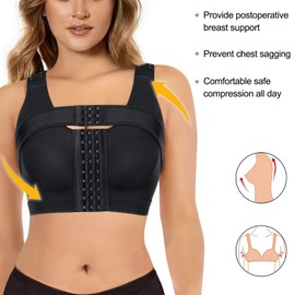 BRABIC Women's Front Closure Bra Post-Surgery Posture Corrector Shaper Tops with Breast Support Band (Black, M)