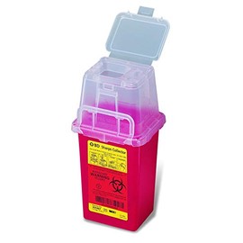 BECTON DICKINSON & COMPANY 305487 Nestable Sharps Collector, Red Base, Natural Top with Dual Access, 9" H x 4.5" L x 4" W