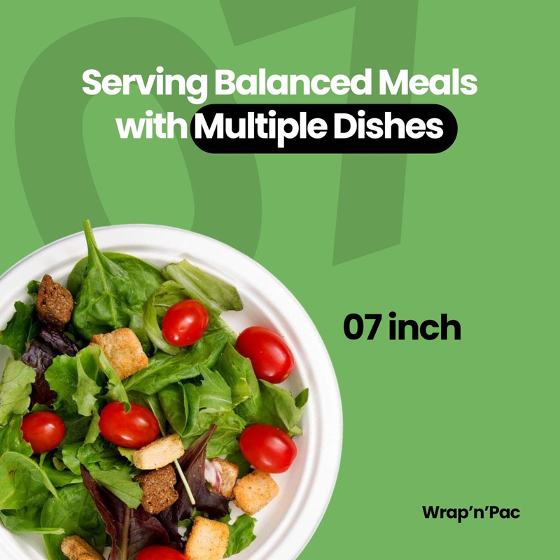 Wrap n Pac 7 inch Round Disposable Biodegradable Bagasse Sugarcane