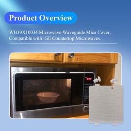 Ctuoptuo WB39X10034 & 262100100006 Microwave WaveGuide Mica Cover with 2 Pack Locking Button Rivet, Fit for General Electric (GE) Microwave, 3-7/8 x 4-1/4 Inches, Replaces AP4980541, AH3486812
