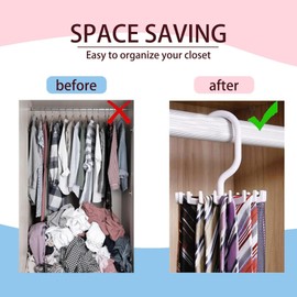 YAFIYGI Circular Tie Hanger Updated Twirl Tie Rack Adjustable Twirl Tie Rack Tie Belt, Multipurpose Organizer for Closet Storage (White)