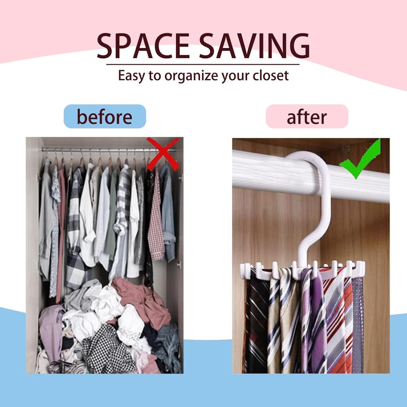 YAFIYGI Circular Tie Hanger Updated Twirl Tie Rack Adjustable Twirl