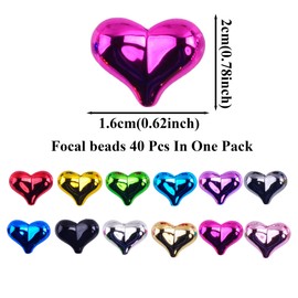 Focal Beads for Pens Bulk Focals for Beaded Pens 40Pcs Peach Heart UV Plating Beads for Beadable Pens Acrylic Focal Beads for Keychain Making Jewelry Making Bracelet Necklace Crafts Charms