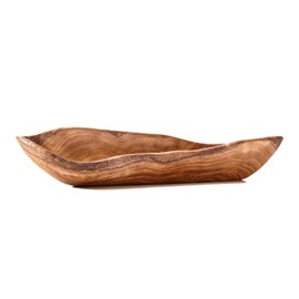 Windalf Galina Rustic Teak Wood Bowl 33 cm Antipasti Baguette Desk Bowl Key Bowl Front Room Bowl Handmade Wood