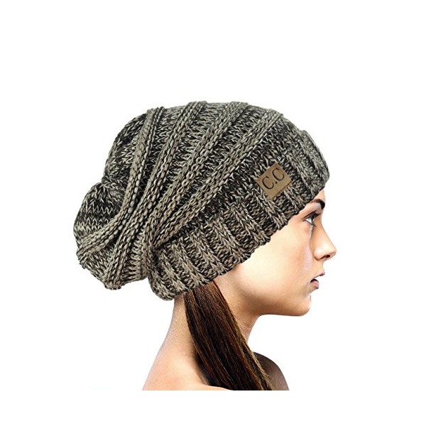 NYFASHION101 Oversized Baggy Slouchy Thick Winter Beanie Hat, Brown Mix