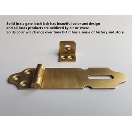 Runningfish Solid Brass Padlock Hasp, Heavy Duty Door Clasp, Safety Lock Latch for Antique Modern Furniture Drawers Cabinet Doors (3.5inch, Brass)