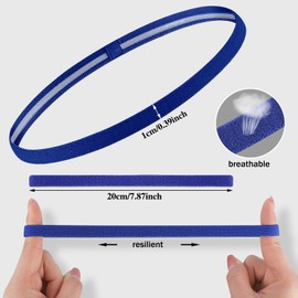 Pack of 6 Men's Hair Bands, 6 Colours, Elastic Hair Band, Boys, Sports, Non-Slip Headbands, Children's Hair Bands, Women, Thin for Yoga, Football, Jogging