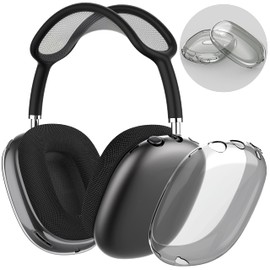 NIUTRENDZ Clear Case for AirPods Max Case Cover Soft TPU Protective Ear Cups Covers Accessories【Anti-Fingerprint, Anti-Scratch & Anti-Dust】 (Clear Black)