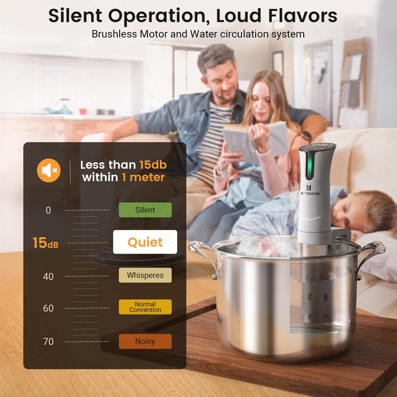 BLITZHOME Sous Vide Machine, WiFi APP Included, 1100W Sous Vide
