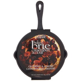 Gourmet Baked Brie Cheese Cast Iron Skillet with Cranberry Almond Topping