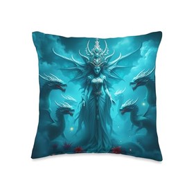 Fantasy Cute Goddess Of The Sea Throw Pillow
