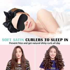 Rizadores de pelo de satén sin calor para dormir durante la noche, rulos para el cabello sin calor, diadema para rizos, juego de varillas rizadoras de satén sin calor de 70 para mujeres, cabello de