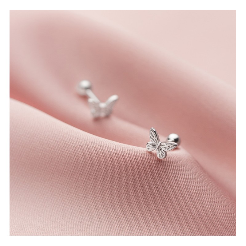 Unbranded 925 Sterling Silver Plated Lovely Tiny Butterfly Screw Back