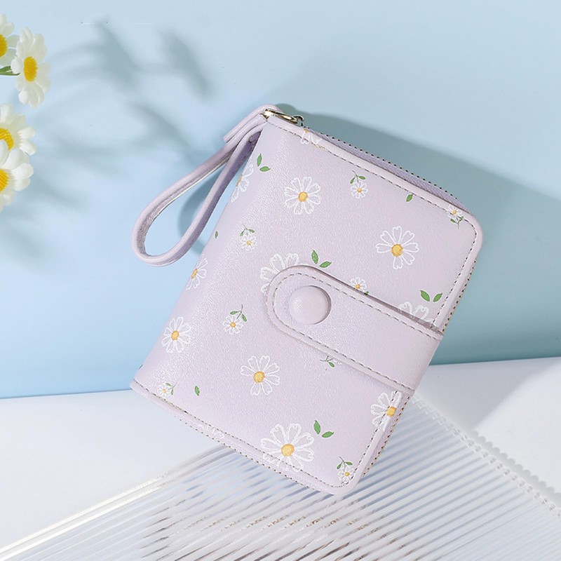 Farcauo Cartera Pequeña Con Estampado De Margaritas verde claro Cartera