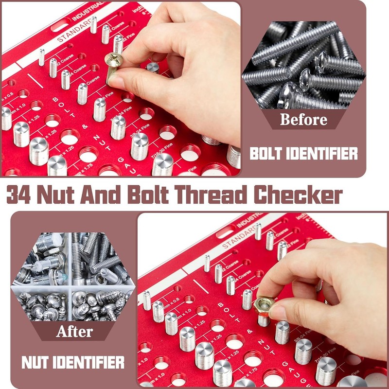 34 Nut and Bolt Thread Checker, Bolt and Nut Identifier