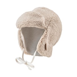 Sterntaler Plain Aviator Hat Made of Soft Fleece - Boys Lumberjack Hat with Cut Ear Flaps and Tie Band, natural