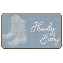 SkipTiger Blue Western Coastal Cowgirl Doormat,Howdy Cowgirl Boots Non-Slip Washable Doormats for Outside Entryway Front Door,Coastal Cowgirl Bedroom Room Dorm Decor,Housewarming Gift,17x30inch