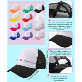 SGBETTER 16 Pack Adult Sublimation Trucker Hats DIY Blank Baseball Cap Summer Trucker Caps Bulk (Color Set 4)